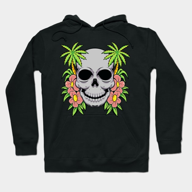 hawaiian skull flower Hoodie by Saka